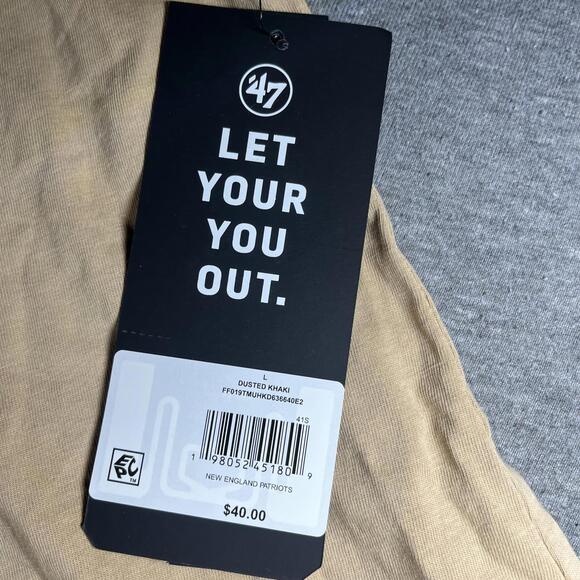 NWT New England Patriots Men’s Large '47 Brand Dusted Khaki T-Shirt NFL Apparel - Picture 3 of 9